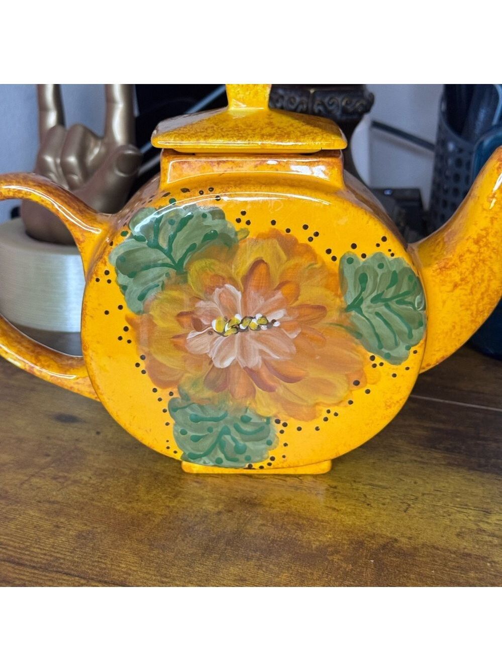 orange Art glazed signed handle spout top
Musty Orange green decorative art - Picture 4 of 10